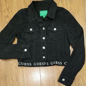 GUESS Black Cropped Denim Jacket
